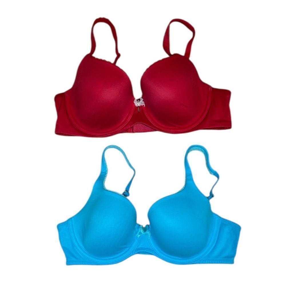 2 Victoria’s Secret Body by Victoria Lined Demi, Red, Blue, 36C